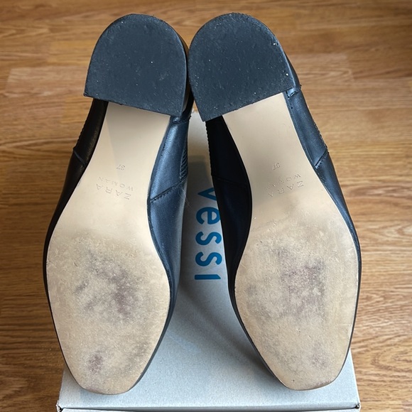 Zara Leather Ankle Boots with Stretch Detail Sz 6.5 - Picture 6 of 9